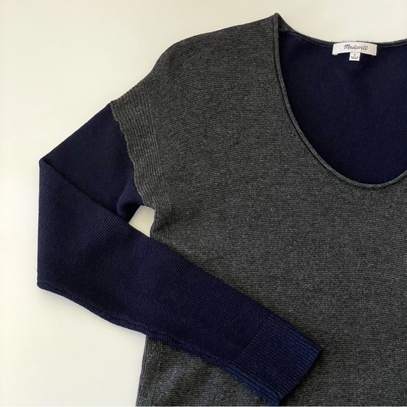 NEW Madewell Kimball Colorblock Wool Blend Pullover Sweater Grey Navy Blue Small - Picture 12 of 14